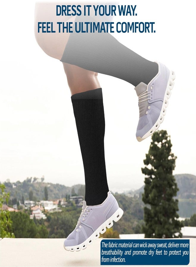 Diamond Star 6 Pairs Diabetic Socks Over The Calf - Knee High Premium Cotton Socks Men's Size 10-13 Big & Tall Size 13-16 (US, Numeric, 10, 13, Regular, Regular, 6 Pairs Black) - Image 4